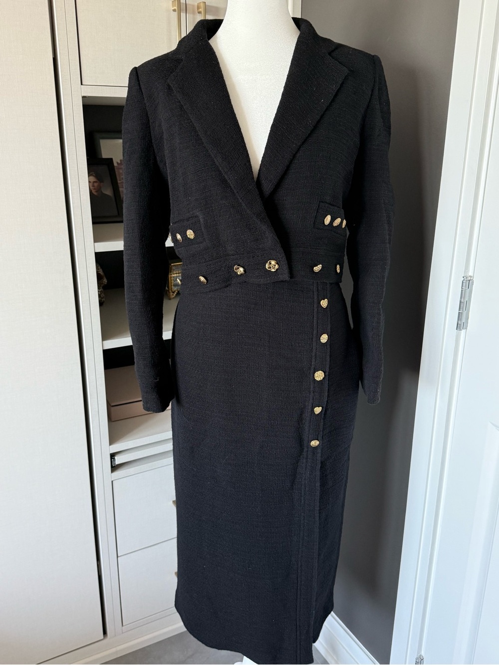 Zara Black Two-Piece Skirt Set with Gold Buttons